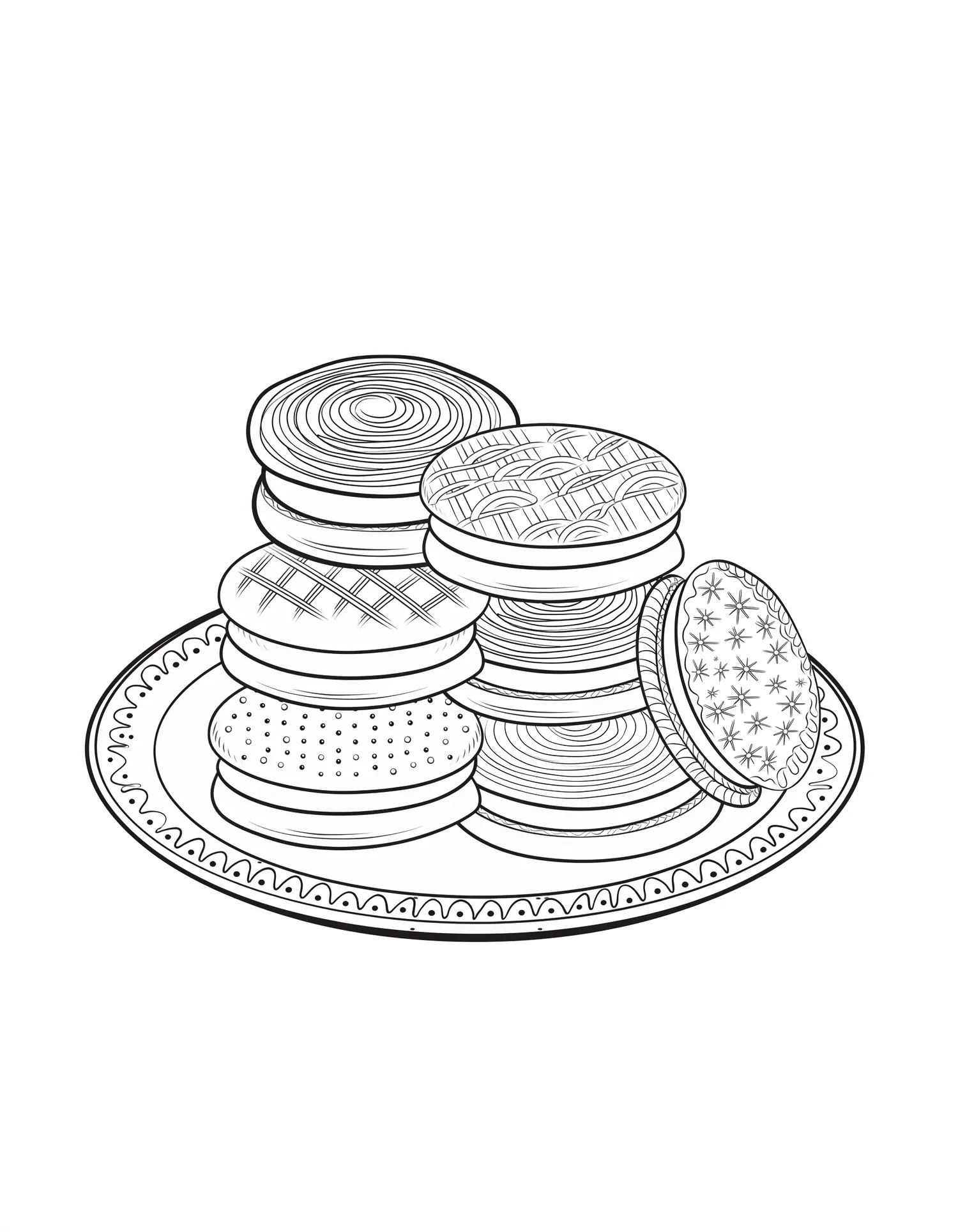 Whoopie Pies Assortis, Coloriage pâtisserie à imprimer gratuitement
